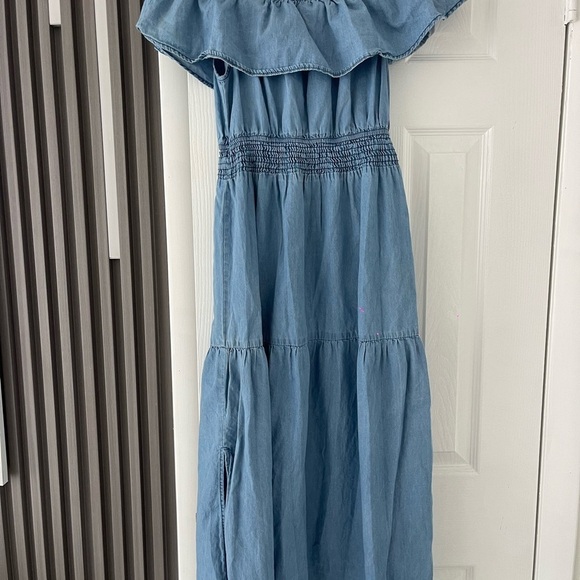 Elegant Blue Off-Shoulder Women's Dress - Picture 3 of 3